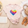 Teaching Is a Work Of Heart Tie Dye Hippie For Teacher For Men Women Girls Kids Women's Heather T-Shirt Heather Peach