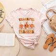 Thankful Teacher Retro Groovy Thanksgiving Fall Women Men Women's Heather T-Shirt Heather Peach Thankful Teacher Retro Groovy Thanksgiving Fall Women Men Women's Heather T-Shirt Heather Peach