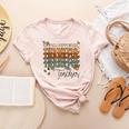 Thankful Teacher Thanksgiving Fall Pumpkin Turkey Women's Heather T-Shirt Heather Peach