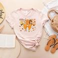 Thanksgiving Teacher Pencil Bow One Thankful Teacher Fall Women's Heather T-Shirt Heather Peach