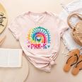 Tie Dye Prek Teacher Rainbow Preschool Back To School Girl Women's Heather T-Shirt Heather Peach Tie Dye Prek Teacher Rainbow Preschool Back To School Girl Women's Heather T-Shirt Heather Peach