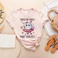 Trick Or Treat Point Your Feet Halloween Ghost Dance Teacher Women's Heather T-Shirt Heather Peach