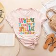 Vintage Teacher Sayings Weird Teachers Build Character For Men Women Women's Heather T-Shirt Heather Peach