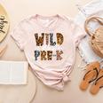 Wild About Pre-K Teacher Student First Day Of Kindergarten Women's Heather T-Shirt Heather Peach Wild About Pre-K Teacher Student First Day Of Kindergarten Women's Heather T-Shirt Heather Peach
