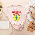 Wonder Teacher Costume Shirt Teacher Halloween Costume Men Women Women's Heather T-Shirt Heather Peach