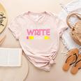 Y'All Gonna Write Today Writing Teacher English Teacher Joke Women's Heather T-Shirt Heather Peach