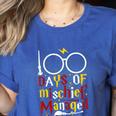 100 Days Of Mischief Managed Teacher Kid 100th Day Of School Women's Heather T-Shirt Heather True Royal 100 Days Of Mischief Managed Teacher Kid 100th Day Of School Women's Heather T-Shirt Heather True Royal