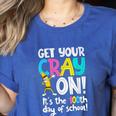 100th Day Of School Get Your Cray On Teacher Women's Heather T-Shirt Heather True Royal