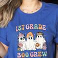 1st Grade Boo Crew Groovy Halloween Floral Ghost Kid Teacher Women's Heather T-Shirt Heather True Royal 1st Grade Boo Crew Groovy Halloween Floral Ghost Kid Teacher Women's Heather T-Shirt Heather True Royal