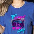 1st Grade Is My Jam Vintage 80s 80's Teacher Student Retro Women's Heather T-Shirt Heather True Royal