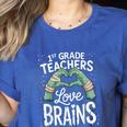 1st Grade Teachers Love Brains Shirt Halloween Teacher Women's Heather T-Shirt Heather True Royal