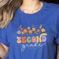 2nd Second Grade Teacher Wildflower Back To School Floral Women's Heather T-Shirt Heather True Royal 2nd Second Grade Teacher Wildflower Back To School Floral Women's Heather T-Shirt Heather True Royal