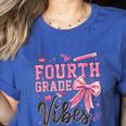 4th Fourth Grade Vibes Back To School Coquette Teacher Girl Women's Heather T-Shirt Heather True Royal 4th Fourth Grade Vibes Back To School Coquette Teacher Girl Women's Heather T-Shirt Heather True Royal