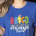 4th Grade Rocks ABCD Back To School Rock Teachers Women's Heather T-Shirt Heather True Royal