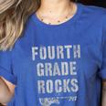 4th GRADE Rocks Teacher Rockstars I Teach Ready To Rock Women's Heather T-Shirt Heather True Royal