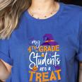 My 4th Grade Students Are a Treat Teacher Halloween Witch For Men Women Kids Women's Heather T-Shirt Heather True Royal