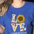 4th Grade Teacher Love Autumn Fall Sunflower Appreciation Women's Heather T-Shirt Heather True Royal