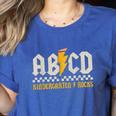 ABCD Kindergarten Rocks Pencil Lightning Students Teachers Women's Heather T-Shirt Heather True Royal