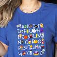 Alphabet ABCs Halloween Characters Kindergarten Teacher Kids Women's Heather T-Shirt Heather True Royal Alphabet ABCs Halloween Characters Kindergarten Teacher Kids Women's Heather T-Shirt Heather True Royal