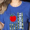 American Flag Camouflage Teacher Patriotic 4th Of July Women's Heather T-Shirt Heather True Royal
