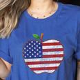 American Flag Teachers Students Apple 4th Of July Vintage Women's Heather T-Shirt Heather True Royal American Flag Teachers Students Apple 4th Of July Vintage Women's Heather T-Shirt Heather True Royal