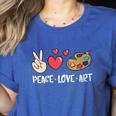 Art Teacher Peace Love Art For Artists And Painters Women's Heather T-Shirt Heather True Royal Art Teacher Peace Love Art For Artists And Painters Women's Heather T-Shirt Heather True Royal