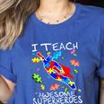 Autism Awareness Teacher I Teach Awesome Superheroes Women's Heather T-Shirt Heather True Royal