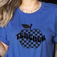 Back To School Checkered Apple Teacher Checkerboard Teacher For Men Women Girls Kids Women's Heather T-Shirt Heather True Royal
