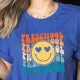 Back To School Groovy Smile Preschool Teachers Students Kids Women's Heather T-Shirt Heather True Royal Back To School Groovy Smile Preschool Teachers Students Kids Women's Heather T-Shirt Heather True Royal