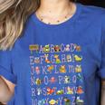 Back To School Kindergarten Teacher ABCs Animals Alphabet Women's Heather T-Shirt Heather True Royal Back To School Kindergarten Teacher ABCs Animals Alphabet Women's Heather T-Shirt Heather True Royal