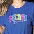 Back To School Neon Checkered Second Grade Colorful Teacher Women's Heather T-Shirt Heather True Royal Back To School Neon Checkered Second Grade Colorful Teacher Women's Heather T-Shirt Heather True Royal