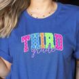 Back To School Neon Checkered Third Grade Colorful Teacher Women's Heather T-Shirt Heather True Royal