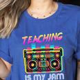 Back To School Retro Teaching Is My Jam 80s Teacher Boombox Women's Heather T-Shirt Heather True Royal