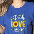 Back To School Teach Love And Inspire Teacher Sunflower Women's Heather T-Shirt Heather True Royal