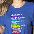 Back To School Teacher We Are Like A Box Of Crayons Women's Heather T-Shirt Heather True Royal Back To School Teacher We Are Like A Box Of Crayons Women's Heather T-Shirt Heather True Royal