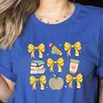 Back To School Yellow Bows Book Coffee Leopard Apple Teacher Women's Heather T-Shirt Heather True Royal Back To School Yellow Bows Book Coffee Leopard Apple Teacher Women's Heather T-Shirt Heather True Royal
