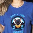 Batty About Books Lover Teacher Librarian Bookish Halloween For Men Women Kids Women's Heather T-Shirt Heather True Royal