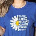 i Became a Teacher Because Your Life Is Worth My Time Women's Heather T-Shirt Heather True Royal