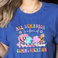 All Behavior Is A Form Of Communication SPED Teacher Autism Women's Heather T-Shirt Heather True Royal All Behavior Is A Form Of Communication SPED Teacher Autism Women's Heather T-Shirt Heather True Royal