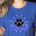 Blue Bobcats School Spirit Coquette Bow Mascot Teacher Women's Heather T-Shirt Heather True Royal Blue Bobcats School Spirit Coquette Bow Mascot Teacher Women's Heather T-Shirt Heather True Royal