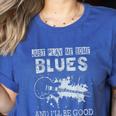 Blues Music Band Lover Vintage Guitar Teacher Blues Women's Heather T-Shirt Heather True Royal