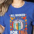 All Booked For Fall Book Pumpkin Autumn Thanksgiving Teacher Women's Heather T-Shirt Heather True Royal All Booked For Fall Book Pumpkin Autumn Thanksgiving Teacher Women's Heather T-Shirt Heather True Royal