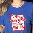 Bow Strawberry Kindergarten Is My Jam Teacher Kinder Team Women's Heather T-Shirt Heather True Royal Bow Strawberry Kindergarten Is My Jam Teacher Kinder Team Women's Heather T-Shirt Heather True Royal