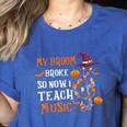 My Broom Broke So Now I Teach Music Teacher Halloween Women's Heather T-Shirt Heather True Royal My Broom Broke So Now I Teach Music Teacher Halloween Women's Heather T-Shirt Heather True Royal
