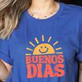 Buenos Dias Spanish Teacher Appreciation Back To School Women's Heather T-Shirt Heather True Royal
