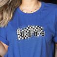 Bulldogs School Spirit Bulldog Pride Checkered Teacher Women's Heather T-Shirt Heather True Royal