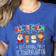 All Is Calm Xmas Kindergarten Christmas Season Teacher Women's Heather T-Shirt Heather True Royal All Is Calm Xmas Kindergarten Christmas Season Teacher Women's Heather T-Shirt Heather True Royal