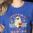 You Can't Scare Me I'm A School Teacher's Aide Halloween Women's Heather T-Shirt Heather True Royal