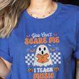 You Can't Scare Me I Teach Music Retro Teacher Halloween Women's Heather T-Shirt Heather True Royal