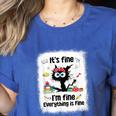 Cat It's Fine I'm Fine Everything Is Fine Teacher Life Women's Heather T-Shirt Heather True Royal Cat It's Fine I'm Fine Everything Is Fine Teacher Life Women's Heather T-Shirt Heather True Royal